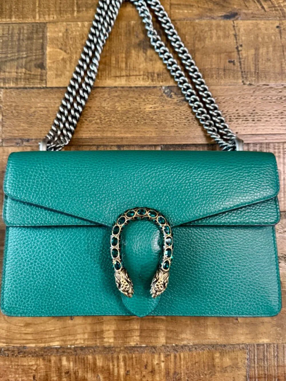 GUCCI Handbag Dionysus Dollar Calf/Strass Emerald #400249 CAOGX